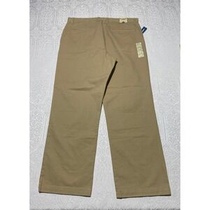Old Navy Classic Khakis Mens 36x30 Flat Front Straight Leg Tan Cotton Pants NWT